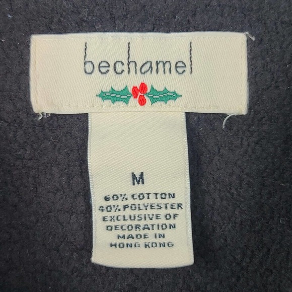 Bechamel Father Christmas Fleece Sweater Vest Medium Santa Black VTG Teachercore - Picture 2 of 13